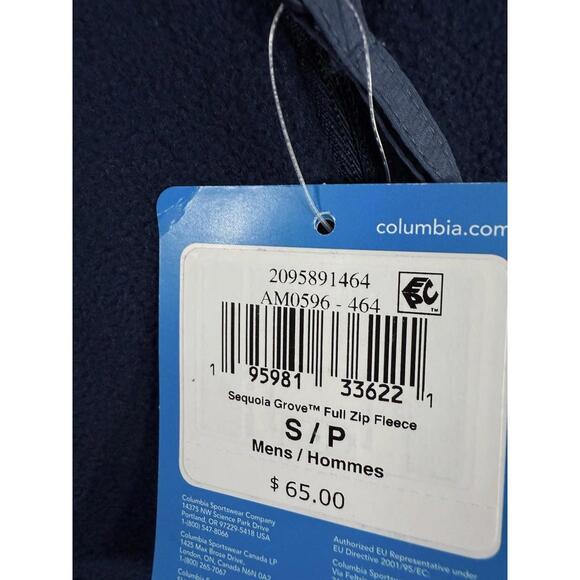 Columbia Fleece Full Zip Jacket Men’s Small Blue NWT - Picture 2 of 5